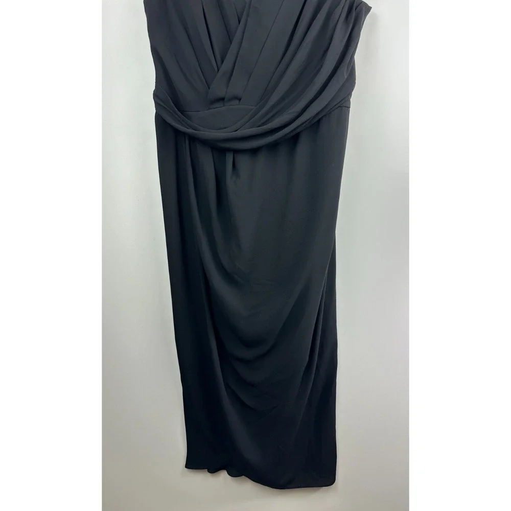 City Chic Entwine Ruched Cold Shoulder Tulip Midi Dress Black Plus Size L 20 - Picture 4 of 14